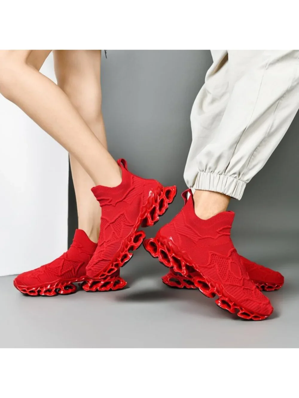 🆕Men's Dark Red Slip on Loafers Walking Tennis Shoes Running Blade Sneakers